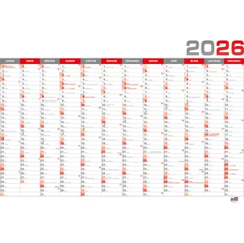 Kalendář Nástěnný roční kalendář B1 - červený