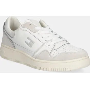 Dámské tenisky Kožené tenisky Tommy Jeans TJW RETRO BASKET SNEAKER dámské, bílá barva, EN0EN02818 00X, EUR 37