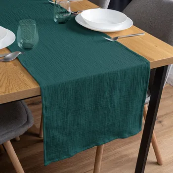 ubrus Mušelínový běhoun na stůl MSN-043 Tmavý petrolejově zelený 20x120 cm