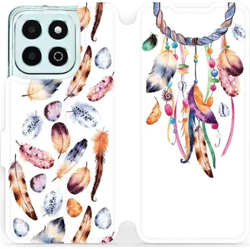 Pouzdro na mobilní telefon Flipové pouzdro Mobiwear - Honor X6b - M003S Lapač a barevná pírka (Knížkové flip pouzdro, obal, kryt na mobil Honor X6b - M003S Lapač a barevná pírka, materiál Umělá kůže + TPU - ochrana 360°, stojánek, silikonová vanička, magnetické zavírání)