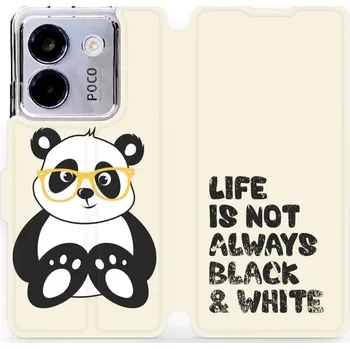 Pouzdro na mobilní telefon Flipové pouzdro Mobiwear - Xiaomi POCO M7 Pro 5G - M041S Panda - life is not (Knížkové flip pouzdro, obal, kryt na mobil Xiaomi POCO M7 Pro 5G - M041S Panda - life is not, materiál Umělá kůže + TPU - ochrana 360°, stojánek, silikonová vanička, magnetické)