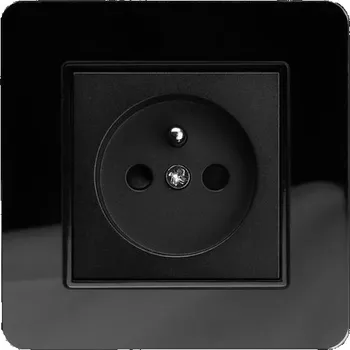 Elektrická zásuvka Elhard Zásuvka Royal Glass se skleněným rámečkem, černá - kompletní