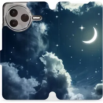 Pouzdro na mobilní telefon Flipové pouzdro Mobiwear - Xiaomi POCO F7 Pro 5G - V145P Noční obloha s měsícem (Knížkové flip pouzdro, obal, kryt na mobil Xiaomi POCO F7 Pro 5G - V145P Noční obloha s měsícem, materiál Umělá kůže + TPU - ochrana 360°, stojánek, silikonová vanička,)