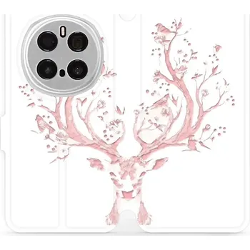 Pouzdro na mobilní telefon Flipové pouzdro Mobiwear - Honor Magic7 Pro 5G - M007S Růžový jelínek (Knížkové flip pouzdro, obal, kryt na mobil Honor Magic7 Pro 5G - M007S Růžový jelínek, materiál Umělá kůže + TPU - ochrana 360°, stojánek, silikonová vanička, magnetické zavírání)