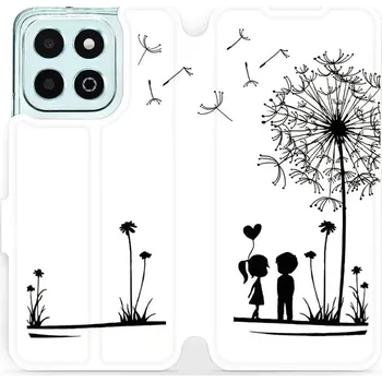 Pouzdro na mobilní telefon Flipové pouzdro Mobiwear - Honor X6b - MH16P Dvojice s pampeliškou (Knížkové flip pouzdro, obal, kryt na mobil Honor X6b - MH16P Dvojice s pampeliškou, materiál Umělá kůže + TPU - ochrana 360°, stojánek, silikonová vanička, magnetické zavírání)