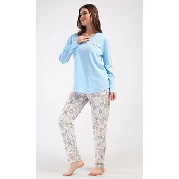 Dámské pyžamo Dámské pyžamo dlouhé Alex - světle modrá - 1XL