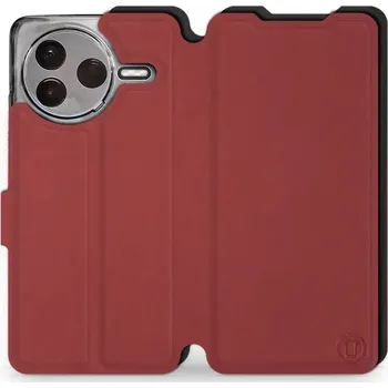 Pouzdro na mobilní telefon Flipové pouzdro Mobiwear Semiš - Xiaomi POCO F7 Pro 5G - Cihlové & Černé (Knížkové semišové flip pouzdro, obal, kryt na mobil Xiaomi POCO F7 Pro 5G - Cihlové & Černé, materiál semiš + TPU, ochrana 360°, stojánek, silikonová vanička, magnetické zavírání)