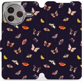 Pouzdro na mobilní telefon Flipové pouzdro Mobiwear - Xiaomi POCO F7 Pro 5G - VP78S Barevní motýlci (Knížkové flip pouzdro, obal, kryt na mobil Xiaomi POCO F7 Pro 5G - VP78S Barevní motýlci, materiál Umělá kůže + TPU - ochrana 360°, stojánek, silikonová vanička, magnetické zavírání