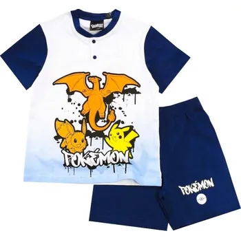 KOMPLET TRIČKO A KRAŤASY POKÉMON (bílo-tmavě modrá) Velikost: 152