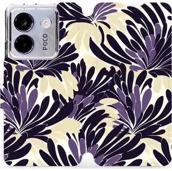 Pouzdro na mobilní telefon Flipové pouzdro Mobiwear - Xiaomi POCO M7 Pro 5G - VA47S Fialová flóra (Knížkové flip pouzdro, obal, kryt na mobil Xiaomi POCO M7 Pro 5G - VA47S Fialová flóra, materiál Umělá kůže + TPU - ochrana 360°, stojánek, silikonová vanička, magnetické zavírání)