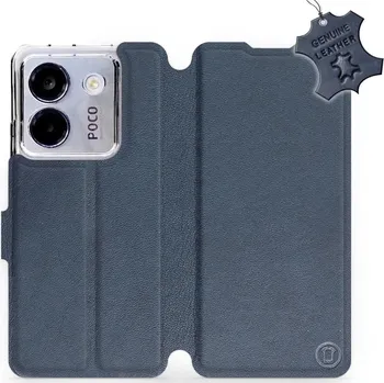 Pouzdro na mobilní telefon Kožené flip pouzdro Mobiwear - Xiaomi POCO M7 Pro 5G - Modré (Kožené knížkové pouzdro, obal, kryt na mobil Xiaomi POCO M7 Pro 5G, Modré, materiál Genuine Leather, ochrana 360°, stojánek, silikonová vanička, magnetické zavírání)
