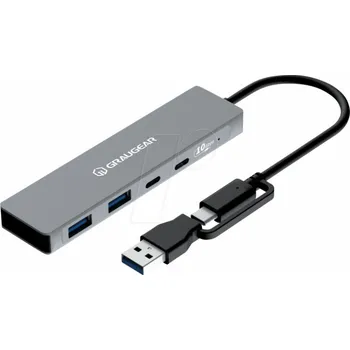 USB hub Graugear USB HUB GRAUGEAR 10Gbps USB HUB 4x USB 3.2, 2x Type-C a 2x Type-A