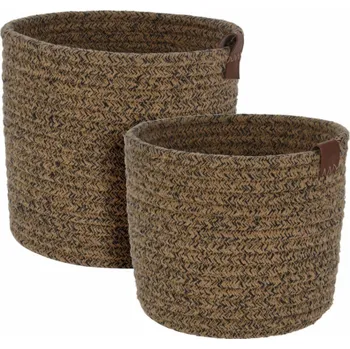 Úložný box Home Styling Collection Kolekce pro domácí styling Kulaté úložné koše, tkaná bavlna, 2 kusy