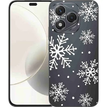 Pouzdro na mobilní telefon Gelový kryt mmCase na Honor 400 Lite - bílé vločky na průhledném pozadí