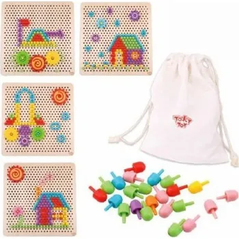Puzzle Tooky Toy Mozaikové puzzle se špendlíky, 88 dílků