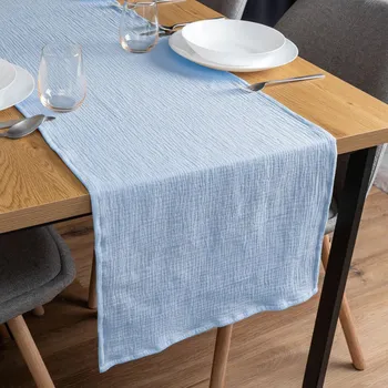 ubrus Mušelínový běhoun na stůl MSN-054 Bledě modrý 20x160 cm