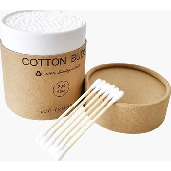 200 ks Bambusové dětské vatové tyčinky do uší a nosu | čistící tyčinky, dětská hygiena - 200 barelů
