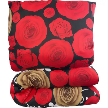 přikrývka SET Přikrývka a polštář Červené a zlaté růže