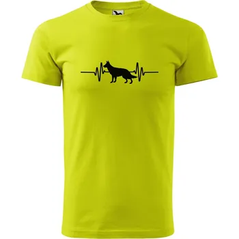 Pánské oblečení DOBRÝ TRIKO Pánské tričko Tep srdce německý ovčák Velikost: XS, Barva: Limetková