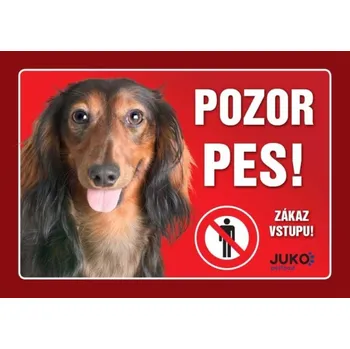 Plechová cedule Cedulka Juko JEZEVČÍK dlouhosrstý hnědý