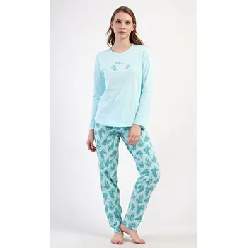 Dámské pyžamo Dámské pyžamo dlouhé Denisa - mentolová - XXL