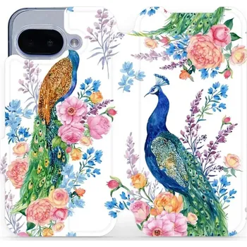 Pouzdro na mobilní telefon Flipové pouzdro Mobiwear - Google Pixel 9A - MX08S Pávi (Knížkové flip pouzdro, obal, kryt na mobil Google Pixel 9A - MX08S Pávi, materiál Umělá kůže + TPU - ochrana 360°, stojánek, silikonová vanička, magnetické zavírání)