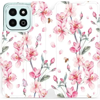 Pouzdro na mobilní telefon Flipové pouzdro Mobiwear - Honor X6b - M124S Růžové květy (Knížkové flip pouzdro, obal, kryt na mobil Honor X6b - M124S Růžové květy, materiál Umělá kůže + TPU - ochrana 360°, stojánek, silikonová vanička, magnetické zavírání)