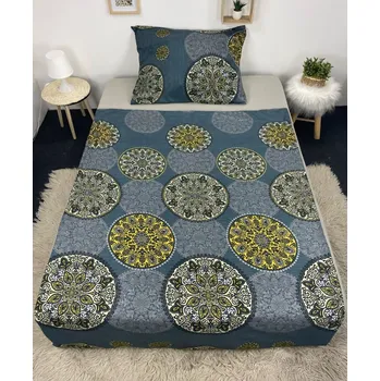 Povlečení Dvoudílné ložní povlečení, jednolůžko - Žlutá mandala v šedé