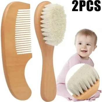 hřeben 2 ks Dětský dřevěný hřeben s měkkým kartáčem pro miminko | dětský hřeben, péče o vlasy