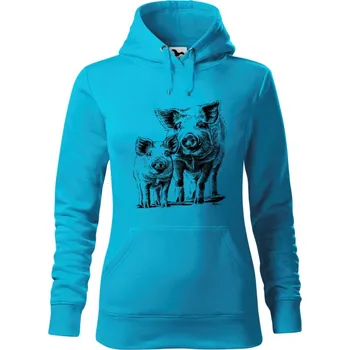 Dámská mikina Mikina - Chov prasat - selat Barva: Modrá - tyrkysová (44), Velikost: XL, Střih: Dámské