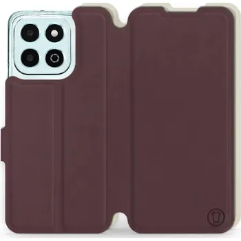 Pouzdro na mobilní telefon Flipové pouzdro Mobiwear Semiš - Honor X6b - Bordové & Béžové (Knížkové semišové flip pouzdro, obal, kryt na mobil Honor X6b - Bordové & Béžové, materiál semiš + TPU, ochrana 360°, stojánek, silikonová vanička, magnetické zavírání)