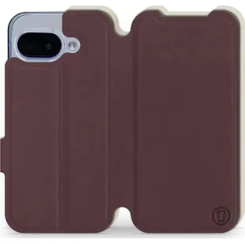 Pouzdro na mobilní telefon Flipové pouzdro Mobiwear Semiš - Google Pixel 9A - Bordové & Béžové (Knížkové semišové flip pouzdro, obal, kryt na mobil Google Pixel 9A - Bordové & Béžové, materiál semiš + TPU, ochrana 360°, stojánek, silikonová vanička, magnetické zavírání)