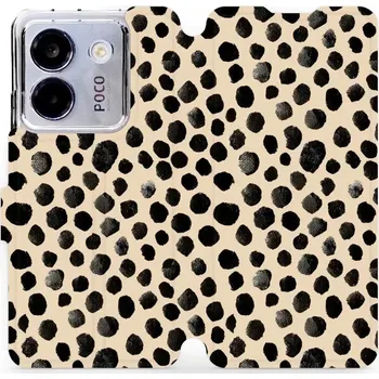 Pouzdro na mobilní telefon Flipové pouzdro Mobiwear - Xiaomi POCO M7 Pro 5G - VA50S Černé puntíky (Knížkové flip pouzdro, obal, kryt na mobil Xiaomi POCO M7 Pro 5G - VA50S Černé puntíky, materiál Umělá kůže + TPU - ochrana 360°, stojánek, silikonová vanička, magnetické zavírání)