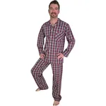 Pánské propínací popelínové pyžamo Luiz Charles kostka vínové Barva: vínová, Velikost: 56