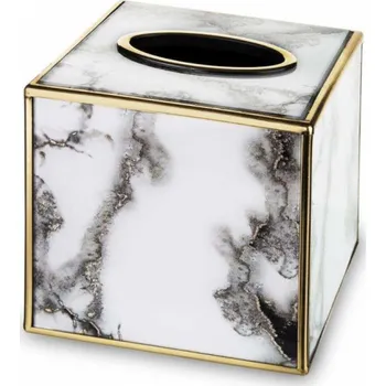 Dárková krabička Art-Pol Krabička na kapesníky mramorová skleněná kostka, 13,5 cm