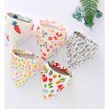 5 ks Bavlněný nepromokavý dětský šátek proti slinám | dětský šátek, kojenecký bryndák - 5 ks - růžový květ