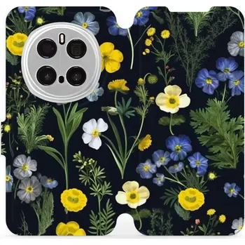 Pouzdro na mobilní telefon Flipové pouzdro Mobiwear - Honor Magic7 Pro 5G - VP47S Kvítky v černé (Knížkové flip pouzdro, obal, kryt na mobil Honor Magic7 Pro 5G - VP47S Kvítky v černé, materiál Umělá kůže + TPU - ochrana 360°, stojánek, silikonová vanička, magnetické zavírání)