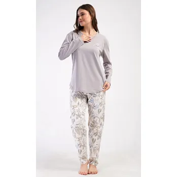 Dámské pyžamo Dámské pyžamo dlouhé Alex - šedá - 1XL