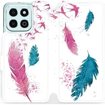 Pouzdro na mobilní telefon Flipové pouzdro Mobiwear - Honor X6b - MR08S Pírka (Knížkové flip pouzdro, obal, kryt na mobil Honor X6b - MR08S Pírka, materiál Umělá kůže + TPU - ochrana 360°, stojánek, silikonová vanička, magnetické zavírání)