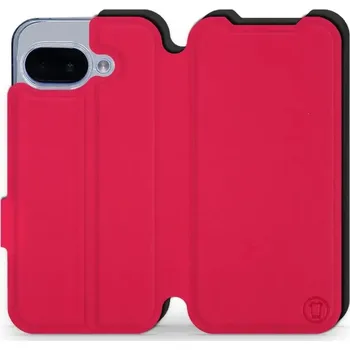 Pouzdro na mobilní telefon Flipové pouzdro Mobiwear Semiš - Google Pixel 9A - Rudé & Černé (Knížkové semišové flip pouzdro, obal, kryt na mobil Google Pixel 9A - Rudé & Černé, materiál semiš + TPU, ochrana 360°, stojánek, silikonová vanička, magnetické zavírání)