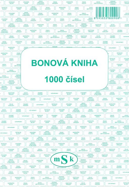 Bonová kniha A4 20 stvrzenek na listu MSK 90