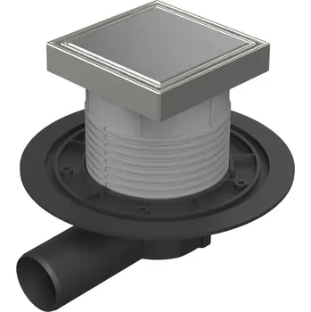 Odvodňovací žlab Podlahová vpusť boční D50, nerez rámeček, mřížka STEEL 125