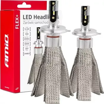 Autožárovka AMIO LED žárovky hlavního svícení FLEX+ H4/H19 canbus 6000K 12V 24V