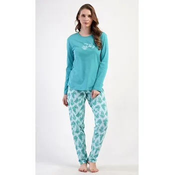 Dámské pyžamo Dámské pyžamo dlouhé Denisa - mátová - L