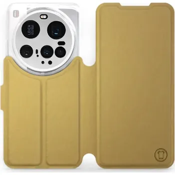 Pouzdro na mobilní telefon Flipové pouzdro Mobiwear - Xiaomi 15 Ultra - Zlatavé a oranžové (Knížkové flip pouzdro, obal, kryt na mobil Xiaomi 15 Ultra - Zlatavé a oranžové, materiál Umělá kůže + TPU - ochrana 360°, stojánek, silikonová vanička, magnetické zavírání)