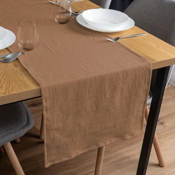 ubrus Mušelínový běhoun na stůl MSN-017 Světle hnědý 20x140 cm