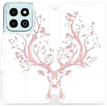 Pouzdro na mobilní telefon Flipové pouzdro Mobiwear - Honor X6b - M007S Růžový jelínek (Knížkové flip pouzdro, obal, kryt na mobil Honor X6b - M007S Růžový jelínek, materiál Umělá kůže + TPU - ochrana 360°, stojánek, silikonová vanička, magnetické zavírání)