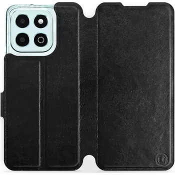 Pouzdro na mobilní telefon Flipové pouzdro Mobiwear - Honor X6b - Černé a oranžové (Knížkové flip pouzdro, obal, kryt na mobil Honor X6b - Černé a oranžové, materiál Umělá kůže + TPU - ochrana 360°, stojánek, silikonová vanička, magnetické zavírání)