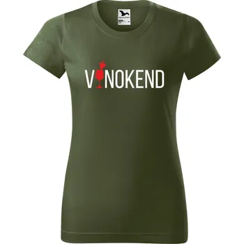 Dámské tričko DOBRÝ TRIKO Dámské tričko s potiskem Vínokend Barva: Khaki, Velikost: S
