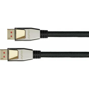 Video kabel PYTHON Kabel Python DisplayPort 1.4 Nylonový pružný černý kabel 5 m